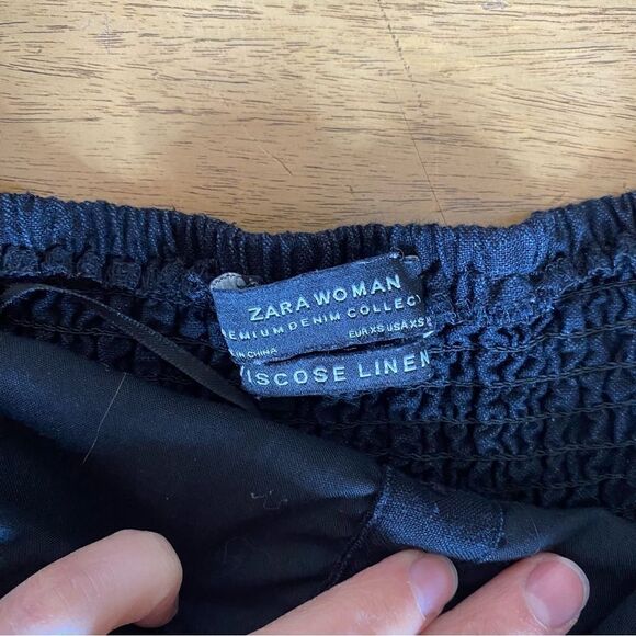 Zara Black Puff Sleeve Linen Blend Mini Dress Size XS - Picture 9 of 14